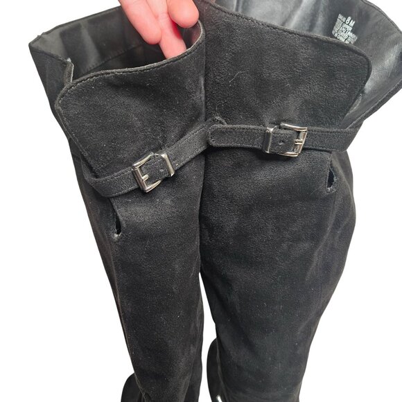 Chunky Goth black heel whimsigoth over the knee faux suede size 8 - Picture 11 of 15